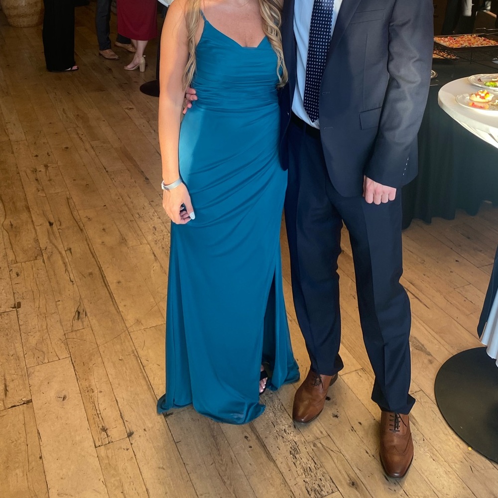 Azazie peacock dress formal green cocktail